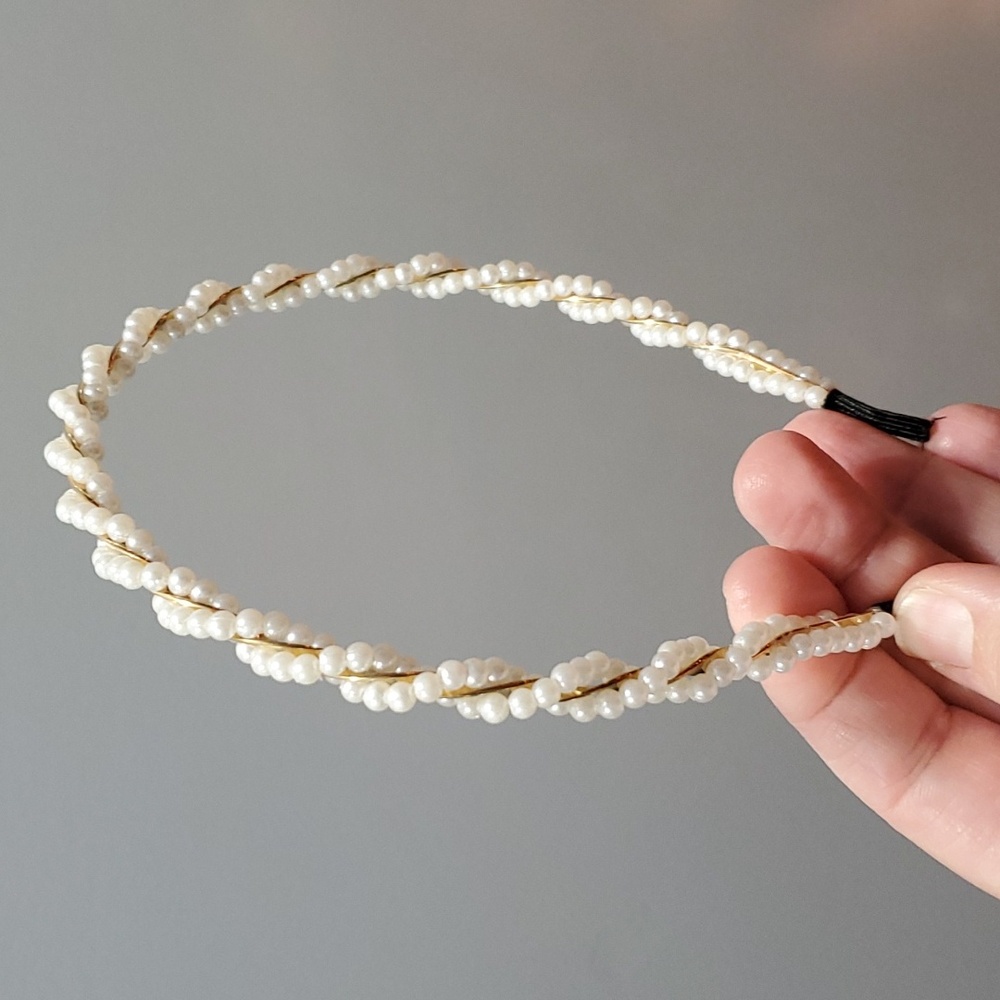 New boutique handmade pearl metal flexible headband